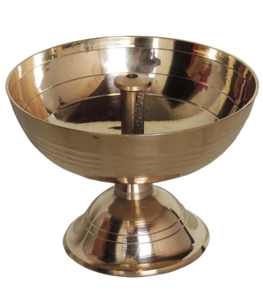 Brass Table Diya (Deepak), 3.2 inch, 180 g, brass, Vedikcraft Moradabad