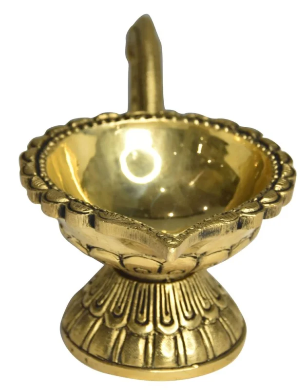 Brass Table Diya (Deepak), 3 inch, design BS1503-E