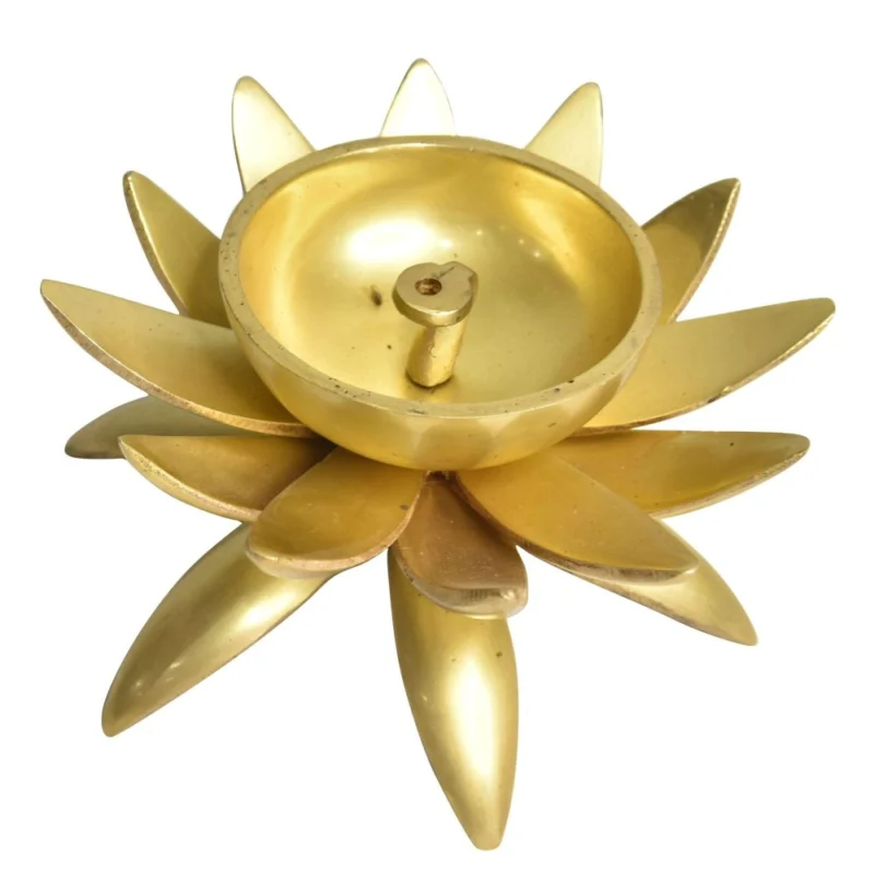 Brass Kamal Stand Diya (Deepak), 3 inch