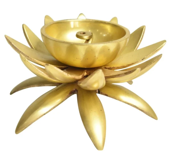 Brass Kamal Stand Diya (Deepak), 3 inch, brass, Vedikcraft Moradabad
