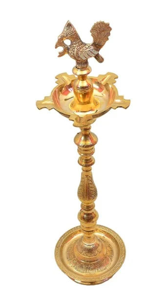 Brass Mahabharat Stand Diya (Deepak), 48 inch, brass, Vedikcraft Moradabad