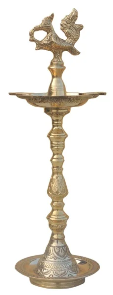 Brass Mahabharat Stand Diya (Deepak), 17 inch, brass, Vedikcraft Moradabad