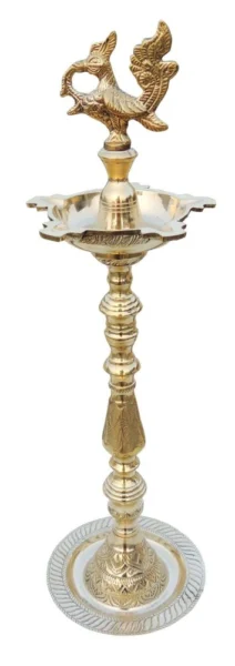 Brass Mahabharat Stand Diya (Deepak), 2.7 kg, brass, Vedikcraft Moradabad