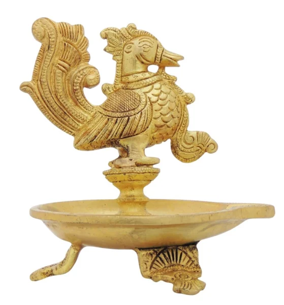Brass Stand Diya (Deepak), 5 inch, 760 g, brass, Vedikcraft Moradabad