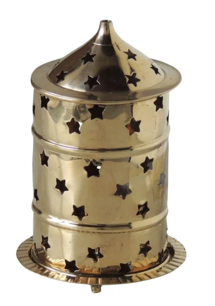 Brass Stand Diya (Deepak), 6.5 inch, 200 g, brass, Vedikcraft Moradabad