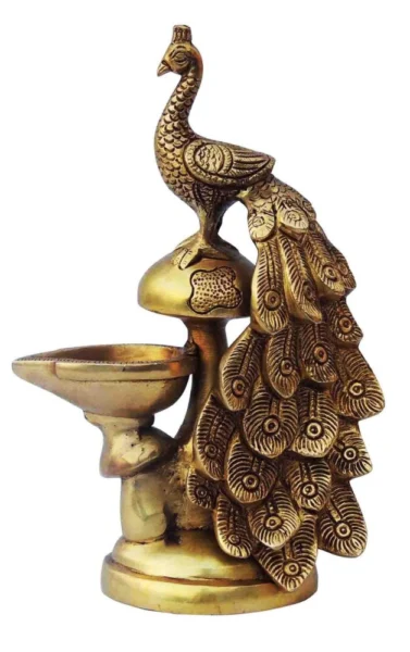 Brass Stand Diya (Deepak), 8.5 inch, brass, Vedikcraft Moradabad
