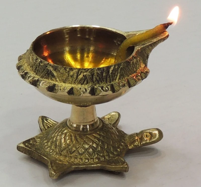 Brass Stand Diya (Deepak), 2 inch, design Z141-C