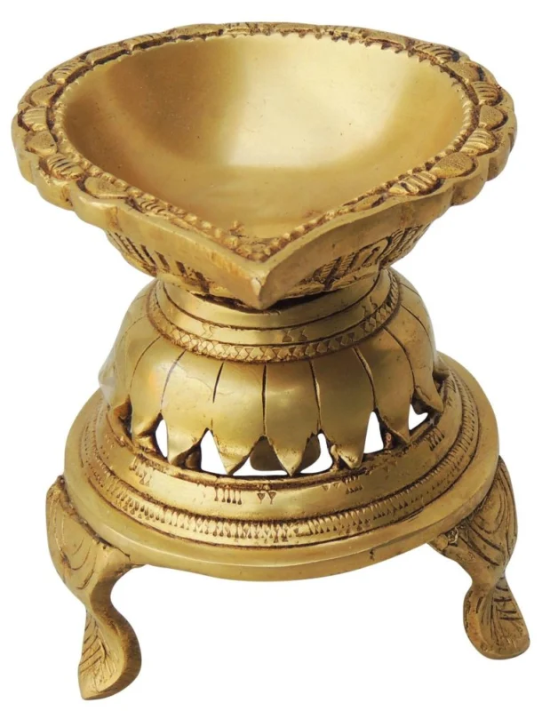 Brass Stand Diya (Deepak), 4.6 inch