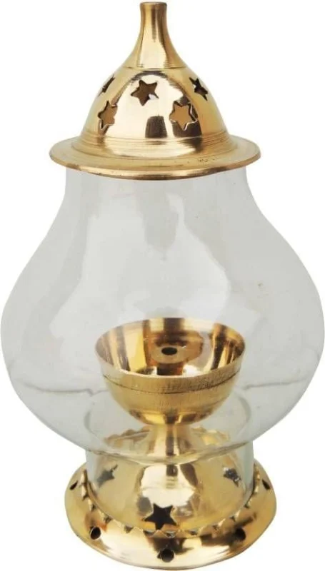 Brass Table Oil Lamp (Samai) (Chimney), 5.2 inch