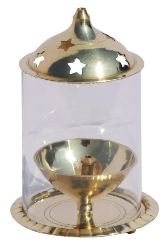 Brass Table Oil Lamp (Samai) (Chimney), 4.5 inch
