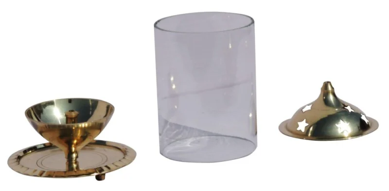 Brass Table Oil Lamp (Samai) (Chimney), 4.5 inch