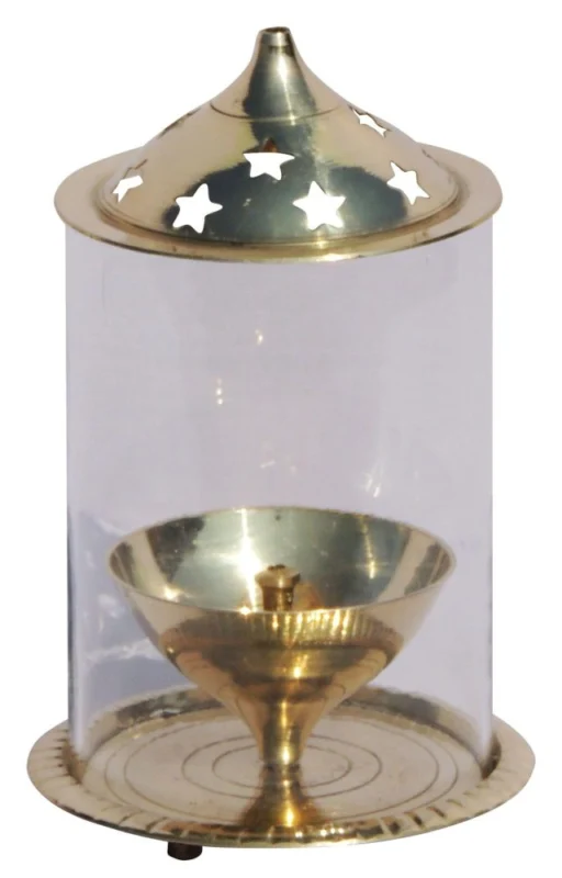 Brass Table Oil Lamp (Samai) (Chimney), 5.8 inch