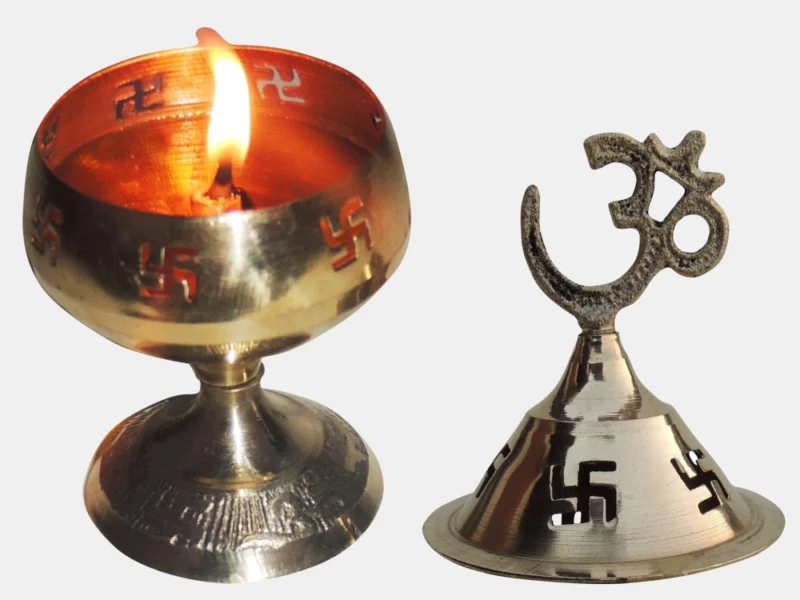 Brass Om Diya (Deepak) (Pakija), 3 inch, 70 g