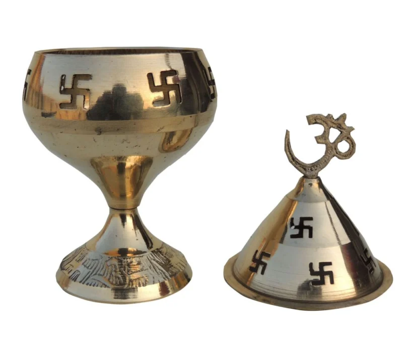 Brass Om Diya (Deepak) (Pakija), 5.3 inch