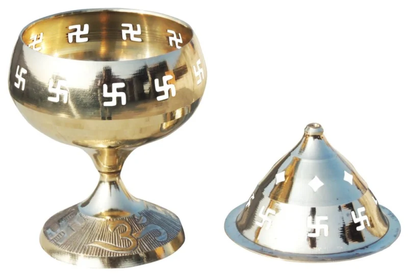 Brass Om Diya (Deepak) (Pakija), 7.5 inch