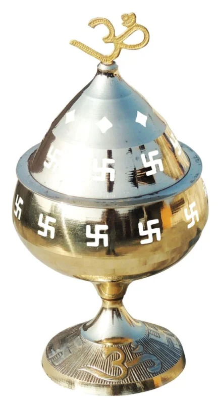 Brass Om Diya (Deepak) (Pakija), 7.5 inch