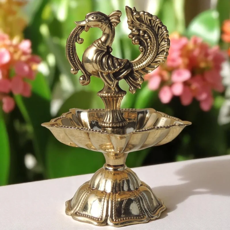 Brass Stand Diya (Deepak), 3.5 inch, design F778-B