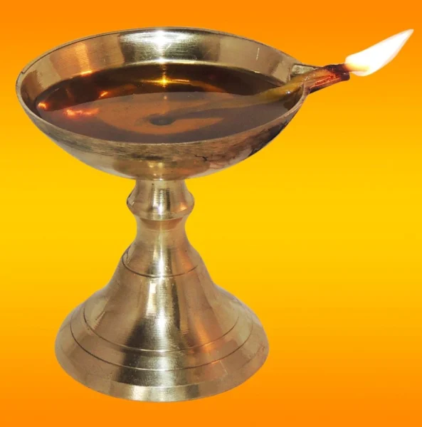 Brass Stand Diya (Deepak) (Panti), 3.5 inch, brass, Vedikcraft Moradabad