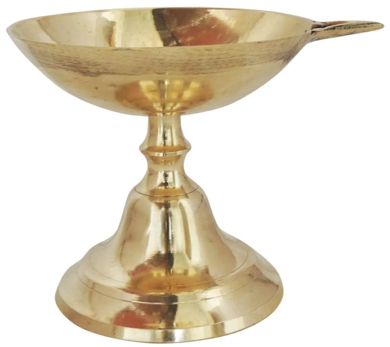 Brass Stand Diya (Deepak) (Panti), 5 inch (No. 4)