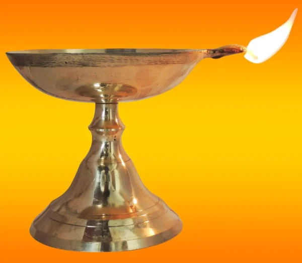 Brass Stand Diya (Deepak) (Panti), 5 inch, brass, Vedikcraft Moradabad
