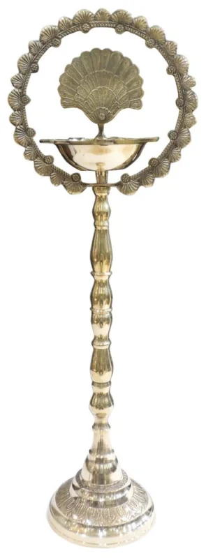 Brass Peacock Oil Lamp (Deepak), 30 inch