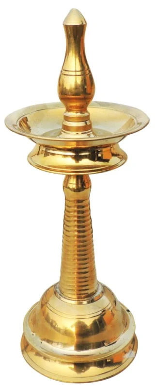 Brass Kerala Lamp (Nilavilakku) (Round), 14 inch