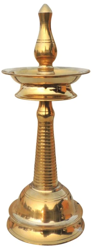 Brass Kerala Lamp (Nilavilakku) (Round), 14 inch