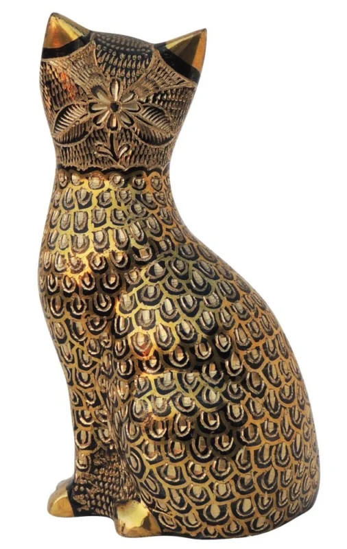Brass Cat Showpiece, 6 inch, design AN045-A