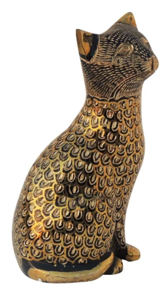Brass Cat Showpiece, 6 inch, design AN045-A, brass, Vedikcraft Moradabad