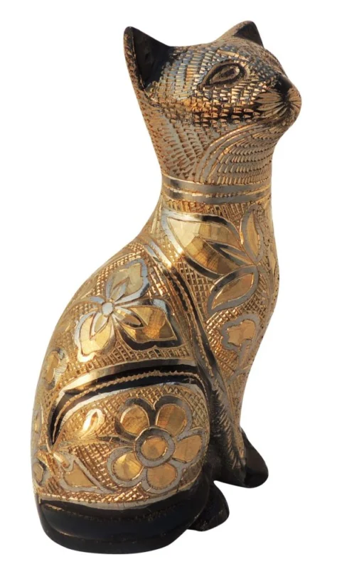 Brass Cat Showpiece, 6 inch, design AN045-C – for Table Décor