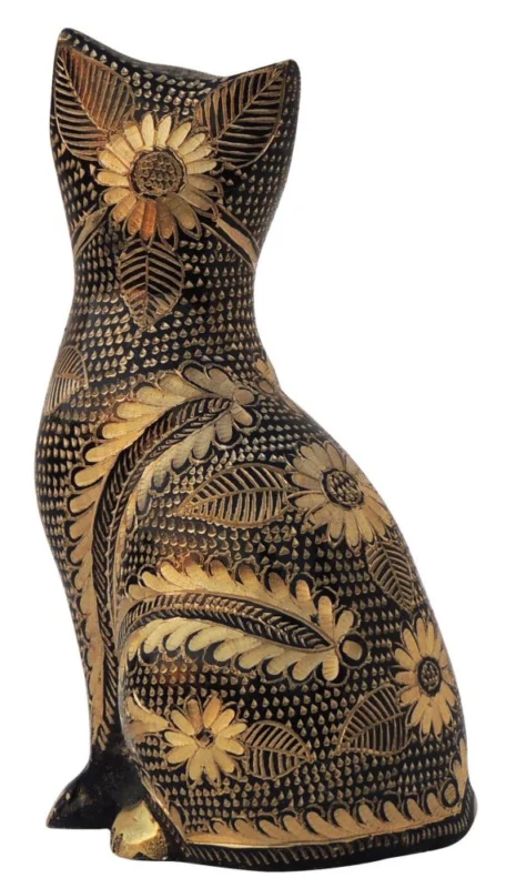 Brass Cat Showpiece, 6 inch, design AN045-B