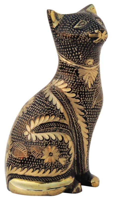 Brass Cat Showpiece, 6 inch, design AN045-B