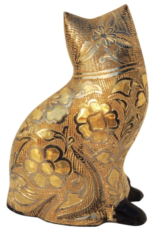 Brass Cat Showpiece, 6 inch, design AN046-C