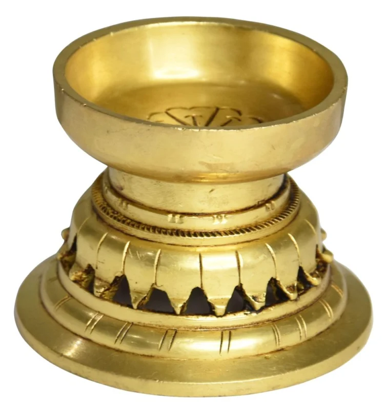 Brass Stand Diya (Deepak), 3 inch, design BS1503-B