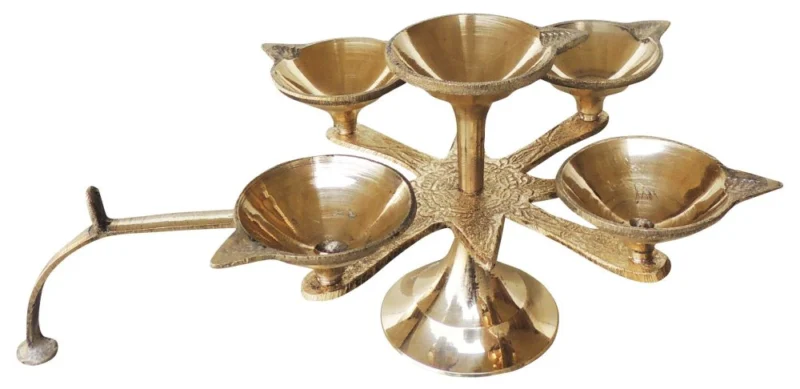 Brass Stand Diya (Deepak) (Star), 3.6 inch