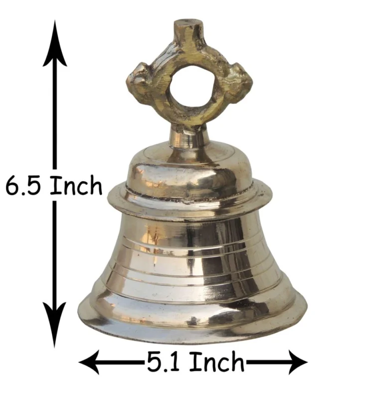 Brass Hanging Temple Bell (Ghanti), 6.5 inch