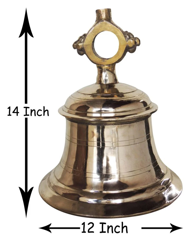 Brass Hanging Temple Bell (Ghanti), 14 inch, brass, Vedikcraft Moradabad