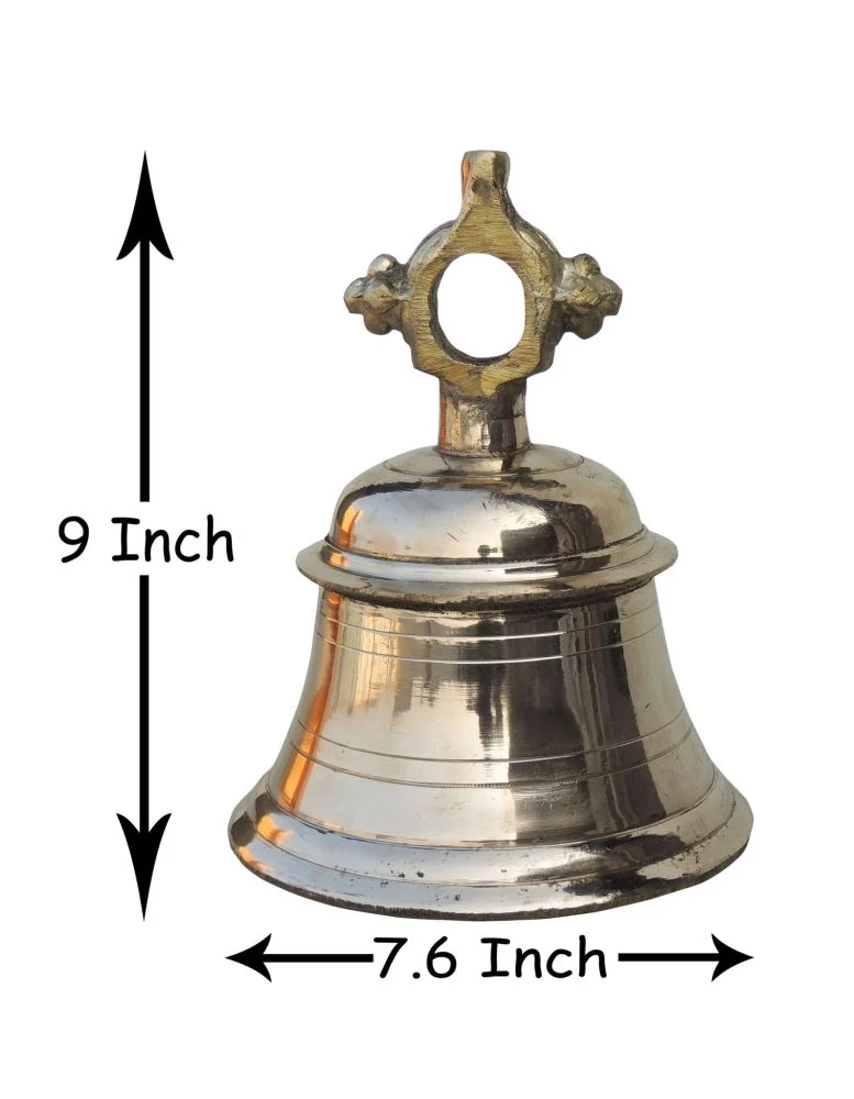 Brass Hanging Temple Bell (Ghanti), 9 inch, brass, Vedikcraft Moradabad