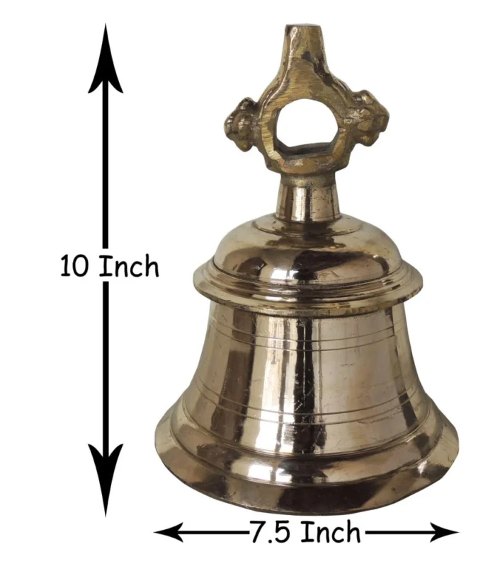 Brass Hanging Temple Bell (Ghanti), 10 inch