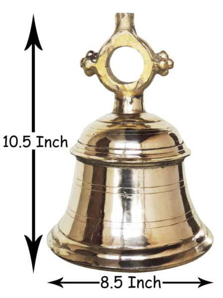 Brass Hanging Temple Bell (Ghanti), 10.5 inch, brass, Vedikcraft Moradabad