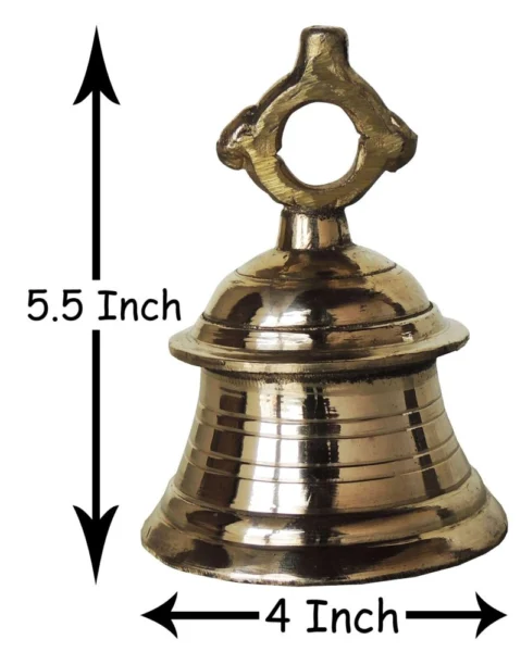Brass Hanging Temple Bell (Ghanti), 5.5 inch, brass, Vedikcraft Moradabad