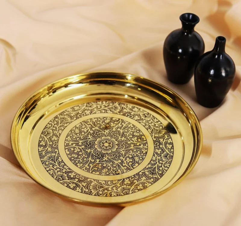 Brass Pooja Thali, 14 inch