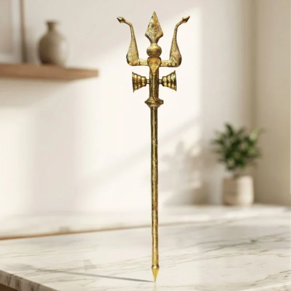 Brass Trishul for Pooja, 60 inch, 3.34 kg, brass, Vedikcraft Moradabad