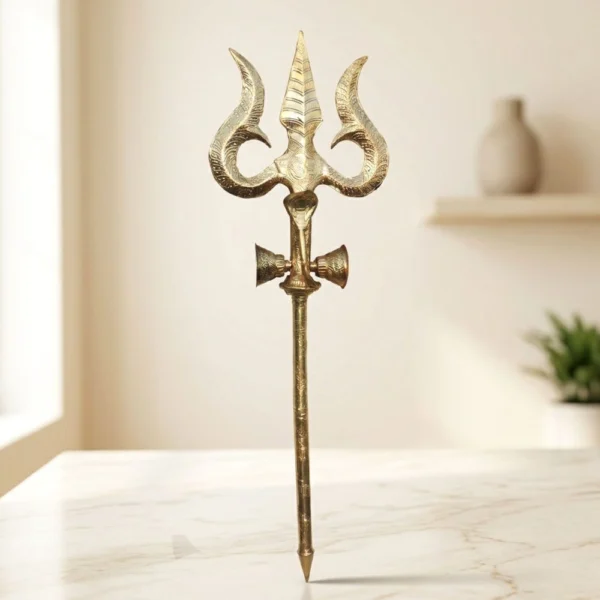 Brass Trishul for Pooja, 60 inch, 3.9 kg, brass, Vedikcraft Moradabad