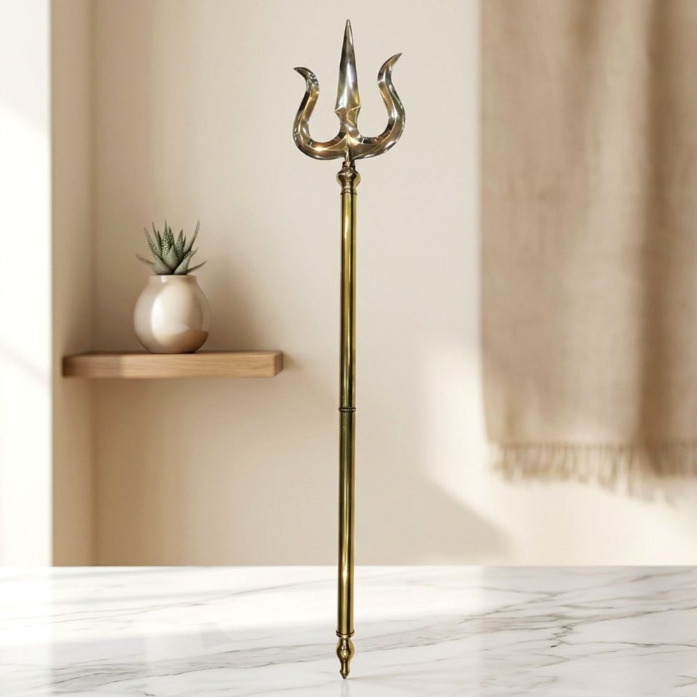 Brass Trishul for Pooja, 67.5 inch, brass, Vedikcraft Moradabad