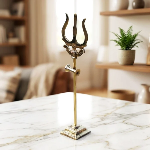 Brass Trishul for Pooja, 10.1 inch, brass, Vedikcraft Moradabad