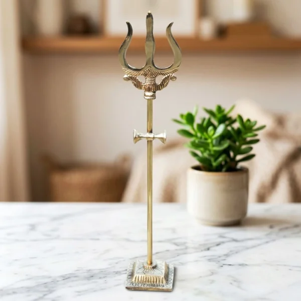Brass Trishul for Pooja, 14 inch, brass, Vedikcraft Moradabad