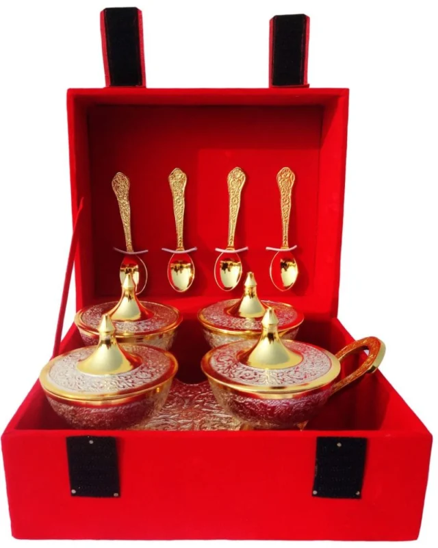 Brass Bowl (Trolley Wali Tone), 9 inch (MN 24), silver plated brass