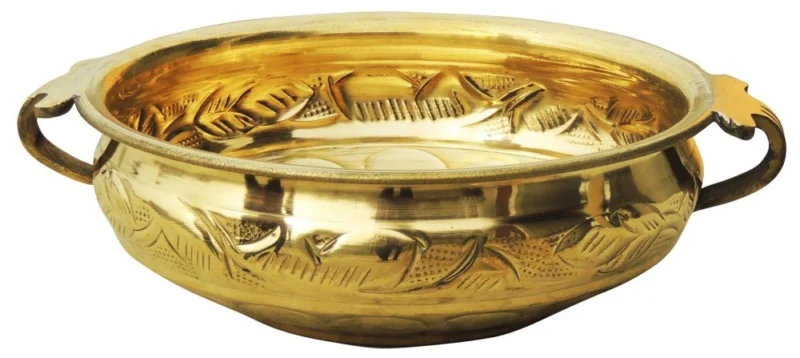 Brass Urli Bowl for Floating Flowers (Handwork Diameter), 8 inch (F574 B)