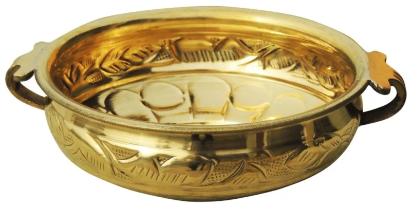 Brass Urli Bowl for Floating Flowers (Handwork Diameter), 8 inch (F574 B)